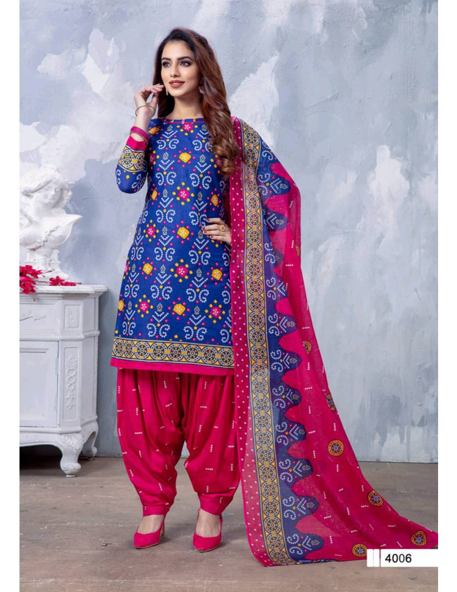 Meenaxi Chunari Special 4 Regular Wear Cotton Printed  Bandhani Dress Material